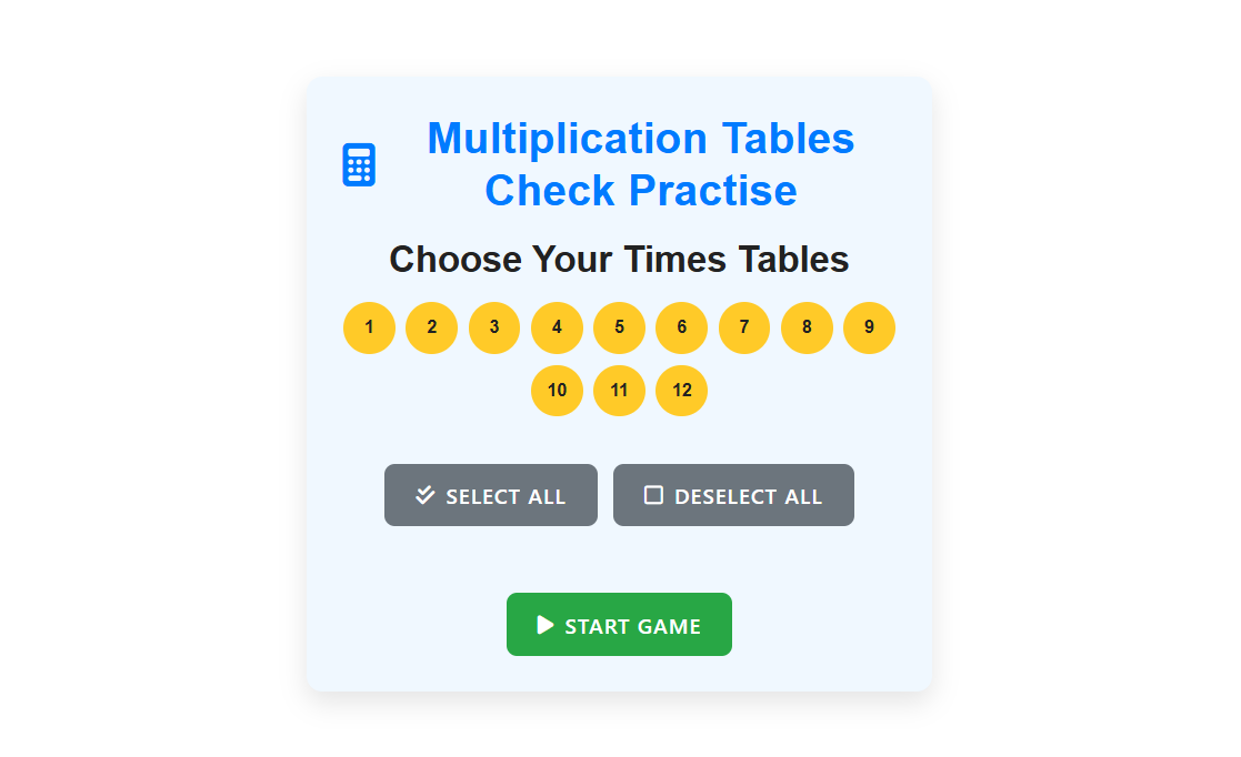 Multiplication Tables Check